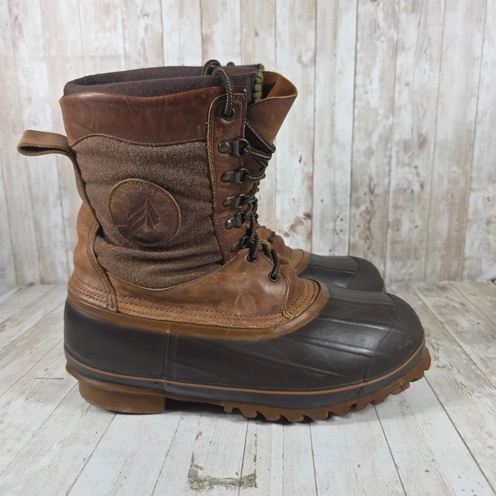 LaCrosse Iceman Mens 11 Brown Leather Rubber Insulated Winter Pac Boots USA Made